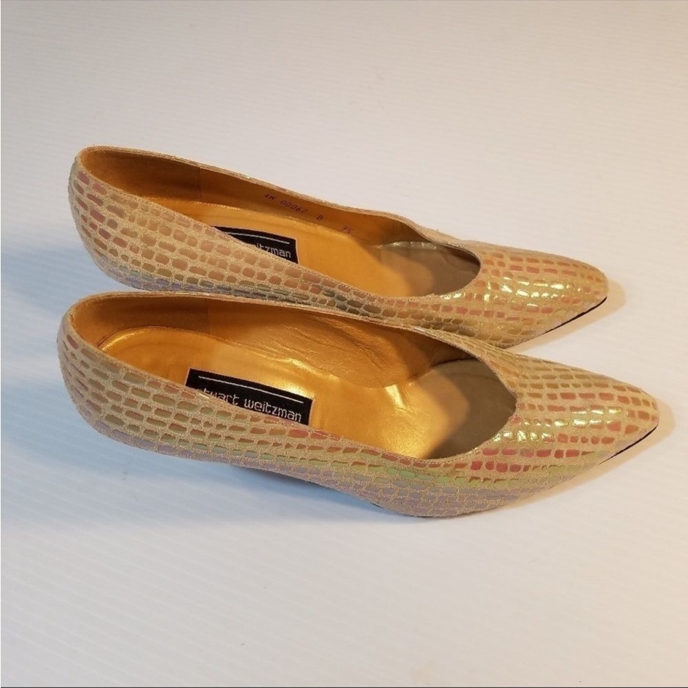 Stuart Weitzman Beige Opalescent Reptile Pumps - image 1